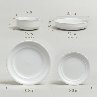 White Ceramic 16-Piece Semi-Matte Dinnerware Set