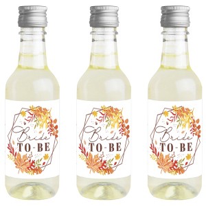 Big Dot of Happiness Fall Foliage Bride - Mini Wine and Champagne Bottle Label Stickers - Bridal Shower and Wedding Party Favor Gift - Set of 16 - 1 of 4