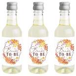 Big Dot of Happiness Fall Foliage Bride - Mini Wine and Champagne Bottle Label Stickers - Bridal Shower and Wedding Party Favor Gift - Set of 16