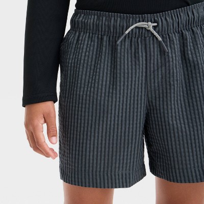 Art Class Boys' Striped Swim Shorts - art class™ Black S: Cotton Blend, Recycled Polyester, Built-in Boxer, Elastic Waistband, Drawstring — фото 3