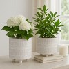 Sagebrook Home 2-Piece Set of Ceramic Planters Stylish Footed Plant Stand Set for Indoor or Outdoor - 3 of 4
