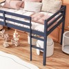 Sapphtopaz Twin Size Loft Bed, Rubber Wood Loft Bed Frame with Strengthened Slats, Ladder, Guardrail, Bed Frame for Kids,Teens,Box Spring Not Required - 3 of 4