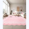5'x7' Washable Scalloped Living Room Rugs, Plaid Floral Soft Non Slip Bedroom Carpet, Large Low Pile Dining Room Rugs, Pink - 2 of 4