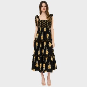 August Sky Women's Floral Tiered Midi Dress - 1 of 4