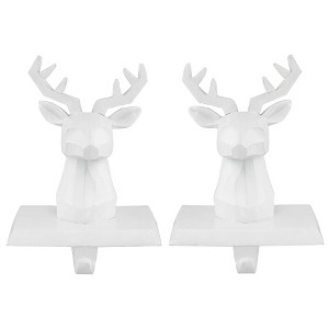 Northlight Set of 2 White Reindeer Head Christmas Stocking Holders 5.75" - 1 of 4