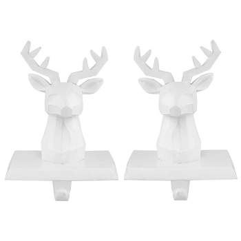 Northlight Set of 2 White Reindeer Head Christmas Stocking Holders 5.75"