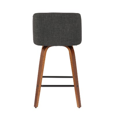 Mid-Century Modern Walnut & Metal Swivel Counter Stool, Charcoal