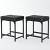 MaseiKar 2 Pack Vanity Stool Chair Set, Faux Leather Makeup Stools, Modern Footrest Bench with Metal Frame for Bedroom, Living Room, Entryway, Black - 3 of 4