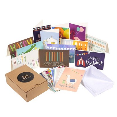 Best Paper Greetings 36 Pack Happy Birthday Card Greeting Card with Envelopes Blank Bulk Box Set for Kids Women Men