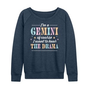 Women's - Instant Message - I'm A Gemini Lightweight French Terry Wide Neck Long Sleeve Graphic Shirt - 1 of 4