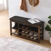 Lyngins Nordic-Style Storage Bench with Charcoal Rubberwood Frame, Polyurethane Leather Seat, Entryway Bench with Concealed Storage - 2 of 4