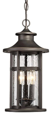 Minka Lavery Modern Outdoor Hanging Light Fixture Bronze Damp Rated 19 1/4" Clear Seeded Glass for Post Exterior House Porch Patio
