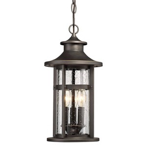 Minka Lavery Modern Outdoor Hanging Light Fixture Bronze Damp Rated 19 1/4" Clear Seeded Glass for Post Exterior House Porch Patio - 1 of 3