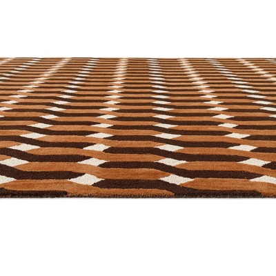 Retro Black and Brown Hand-Tufted Wool Rug, 5' x 8'