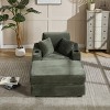Vynxaria Modern Minimalist Corduroy Chaise Lounge Sofa -Detachable Cushions, Magazine Bag, Dual Cup Holders, Deep Seat for Living Room/Office - 3 of 4