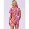 cheibear Women's Summer Short Sleeves Button Down Shirt with Shorts Pajamas Sets - 4 of 4