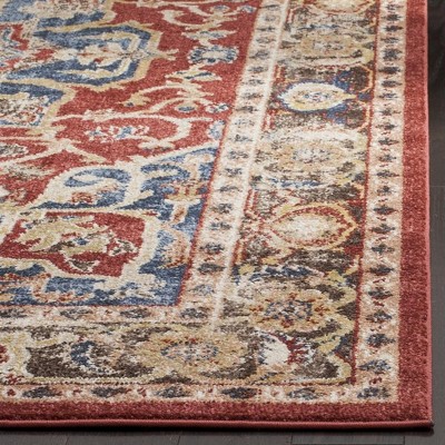 Bijar Red and Royal Synthetic Traditional Runner Rug
