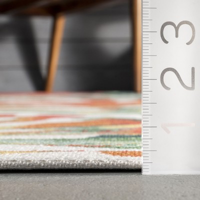 Janice Red and Green Floral Synthetic Indoor/Outdoor Area Rug