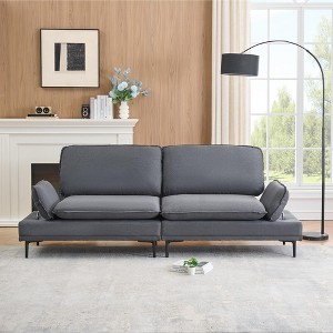 GlasFlength Morden Leisure Loveseat Sofa with Cushioned Support for Contempoary Living Room, Hall, Gray,89”*30.31”*33.85" - 1 of 4