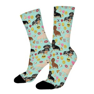 Cute Smile Dog Women Printed Crew Socks Funny Funky Socks Soft Polyester Novelty Gifts for Artists Men - 1 of 1