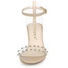 Allegra K Women's Rivet Decor Clear Block Heel Buckle Closure Ankle Strap Sandals - 3 of 4