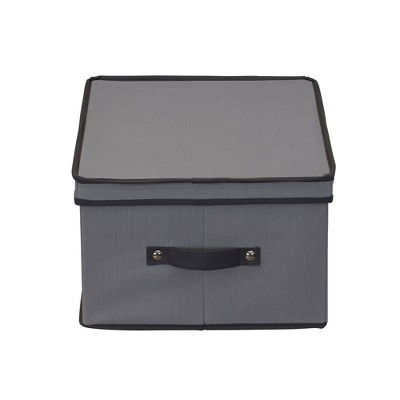 Gray Collapsible Plastic Wine Glass Storage Bin with Window