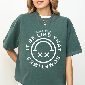 Simply Sage Market S.W.Smiley It Be Like That Smiley Face Garment Dyed Tee - 1 of 4