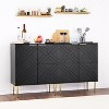 Modern Storage Cabinet with 2 Decorative Embossed Doors, Wood Buffet Sideboard with Inner Shelves, Stylish Accent Cabinet for Living Room - 3 of 4