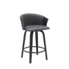 HomeRoots 26" Gray and Black Faux Leather Counter Height Swivel Bar Chair - 4 of 4