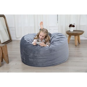 Polyester Composite Fleece Bean Bag Chair Cover - 115Cmx65Cm, 16KG Filling, Adult and Kid Sofa Cover, Grey Dorm Room Chair, Comfortable and Durable - 1 of 4