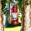 Indoor/Outdoor Metal/Glass Hurricane Lantern with Dimmable LED Lights Red - Alpine Corporation: Battery-Powered, All-Weather Design - 2 of 2