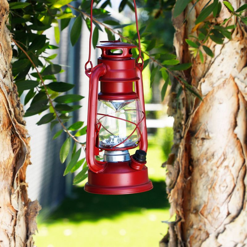 Indoor/Outdoor Metal/Glass Hurricane Lantern with Dimmable LED Lights Red - Alpine Corporation, 3 of 4