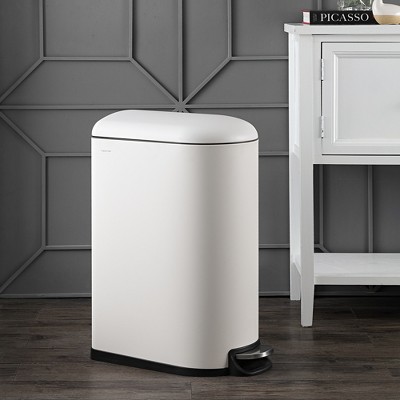 White Stainless Steel Fingerprint Resistant Step Trash Can