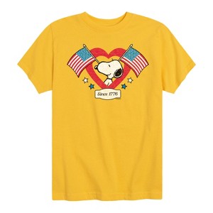 Boys' - Peanuts - Snoopy Since 1776 Flag Heart Short Sleeve Graphic T-Shirt - 1 of 4