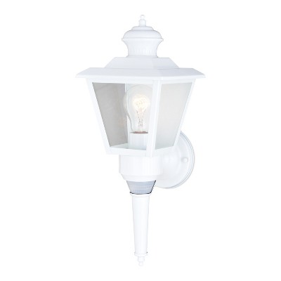 VAXCEL Monroe White Motion Sensor Dusk to Dawn Traditional Outdoor Wall Light with Clear Glass
