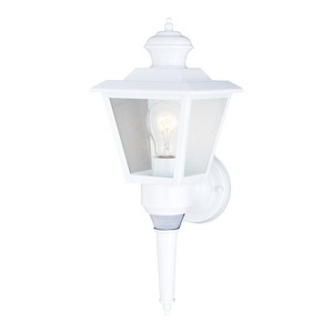 VAXCEL Monroe White Motion Sensor Dusk to Dawn Traditional Outdoor Wall Light with Clear Glass - 1 of 4
