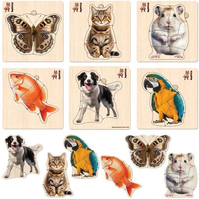 QUOKKA 6 Wooden Puzzle Set  for Toddlers - Preschool Travel Game for Boys & Girls