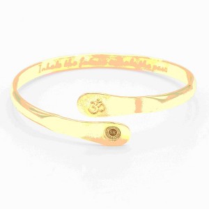 Yoga Bracelets, Engraved Bracelets Inhale the future exhale the past- The Om Symbol  9 Inches in Silver or Gold - 1 of 4