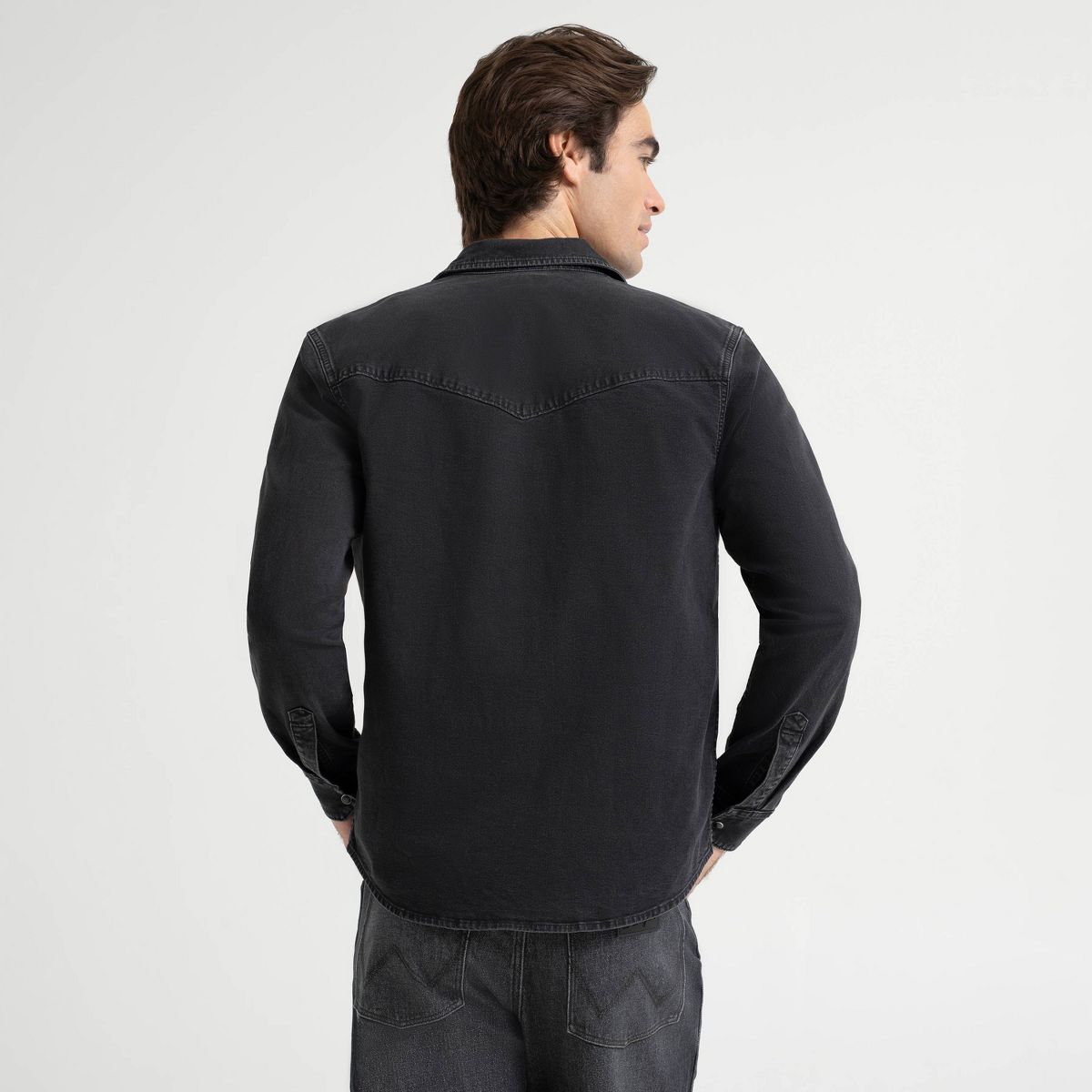 Wrangler Men's Blackout Iconic Long Sleeve Denim Shirt - Black - thumbnail 3