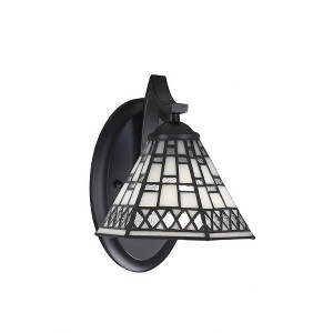 Toltec Lighting Zilo 1 - Light Sconce in  Matte Black with 7" Pewter Art Glass Shade - 1 of 1