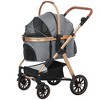 PawHut 3 in 1 Dog Stroller with Detachable Cabin, 4 Wheel Folding Lightweight Pet Stroller with Adjustable Canopy, Rubber Wheels, for Small Dogs, Gray - 4 of 4
