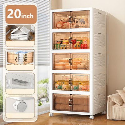 Musment Storage Bins with Lids, Foldable Plastic Storage Container with Door, Stackable Collapsible Storage Bins for Closet Organizers and Storage