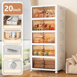 Musment Storage Bins with Lids, Foldable Plastic Storage Container with Door, Stackable Collapsible Storage Bins for Closet Organizers and Storage - 1 of 4