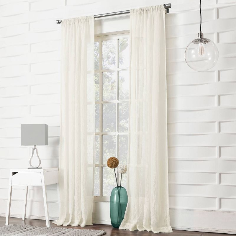 No. 918 Sheer Avril Crushed Texture Rod Pocket Curtain Panel, 5 of 13