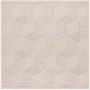 Milos MLO114 Power Loomed Indoor/Outdoor Area Rug - Ivory - 6'7"x6'7"- Safavieh - 1 of 4