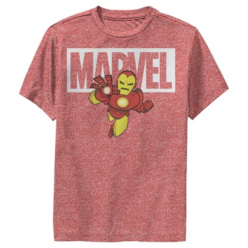Boy's Marvel Iron Man Brick Logo Performance Tee : Target
