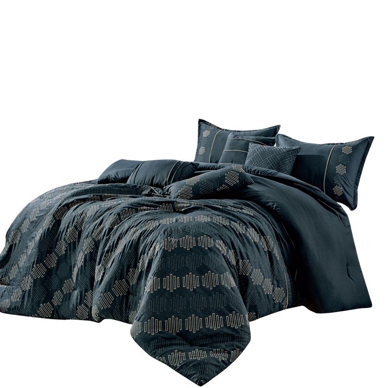 Esca Eulanda Elegant & Stylish 7pc Comforter Set:1 Comforter, 2 Shams, 2 Cushions, 1 Decorative Pillow, 1 Breakfast Pillow, 2 of 6