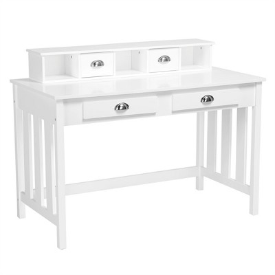 Yaheetech Modern Computer Desk Work Station with Removable Floating Organizer White