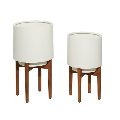 Cosmoliving By Cosmopolitan 2pc Contemporary Metal Planter Pots White ...