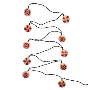 Kurt Adler Indoor/Outdoor UL 10-Light Peppermint Candy Light Set, 9ft - 1 of 3